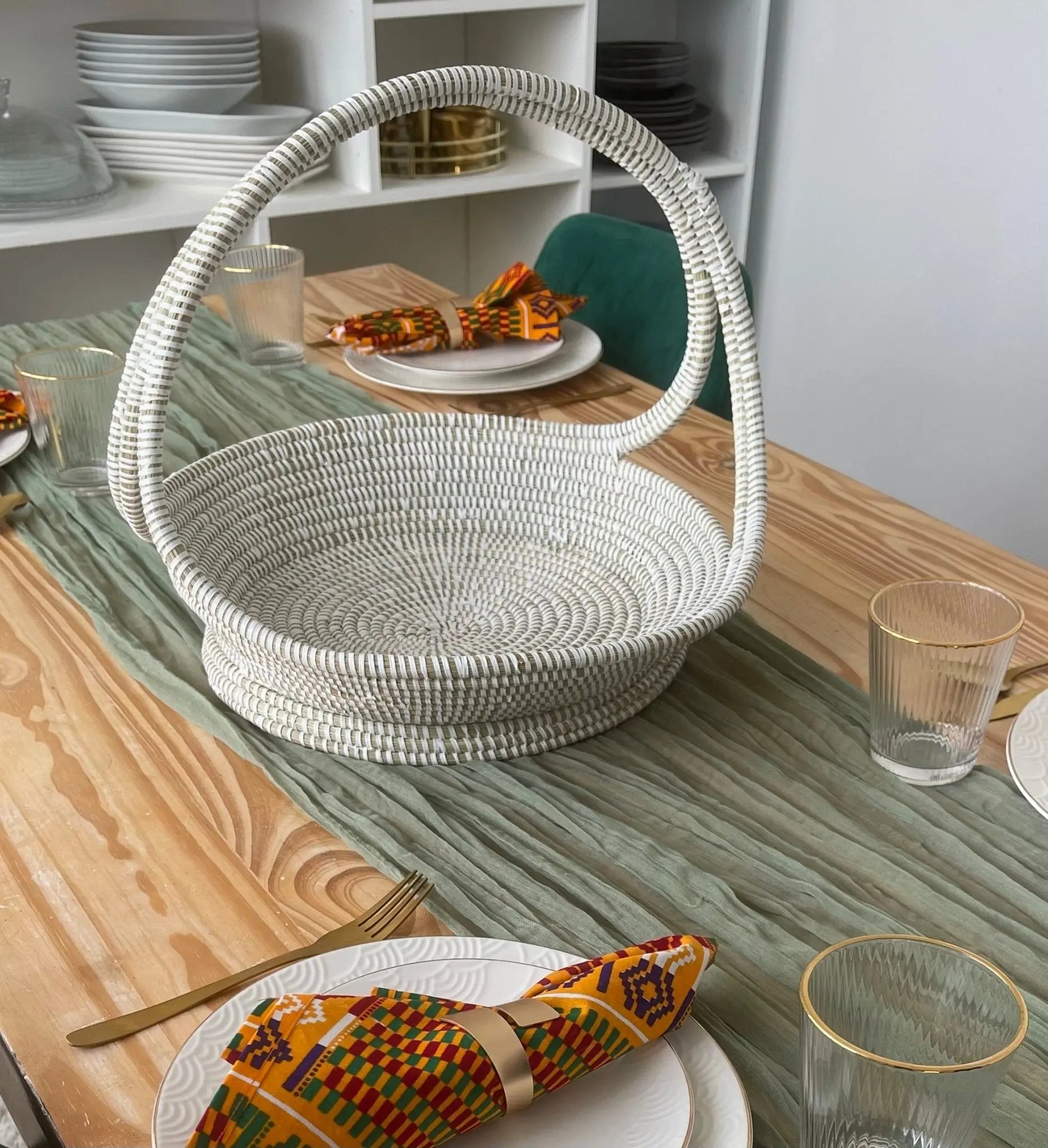 Panier de rangement LAYU en tissu africain – Élégant, fait main et parfait pour une déco chaleureuse